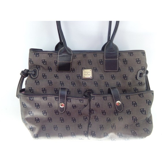 Dooney & Bourke Handbags - DOONEY & BOURKE Vintage Brown Signature Monogram Tote Shoulder Bag Purse (30)